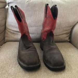Ariat Work Boots Steel Toed Waterproof Red Size 10
